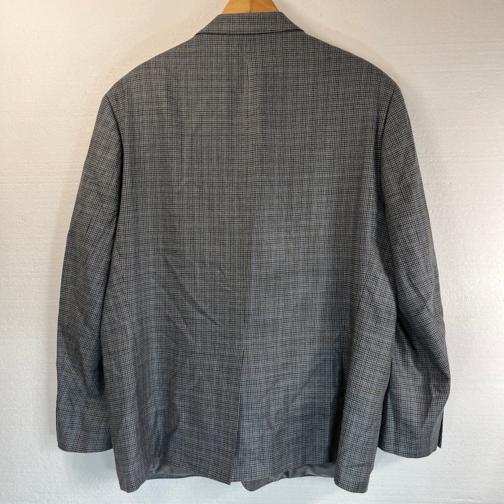 Lauren Ralph Lauren Men's 48R Gray Blue Houndstooth Silk Wool Blazer Jacket - Picture 2 of 11